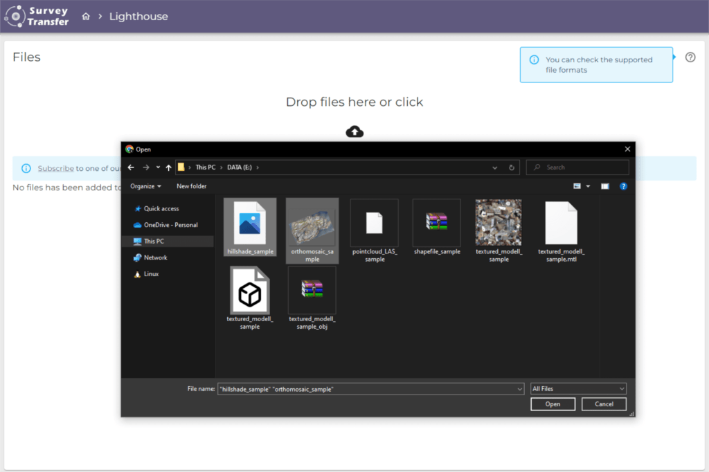 orthomosaic, DEM, and other raster files