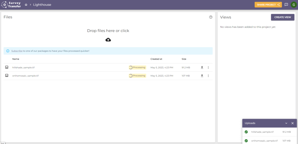 orthomosaic, DEM, and other raster files