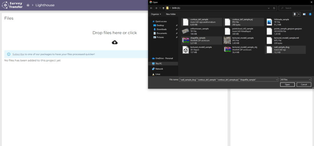 Sharing vector maps on the web with SurveyTransfer: sharing shapefiles, DXF, DWG and GeoJSON