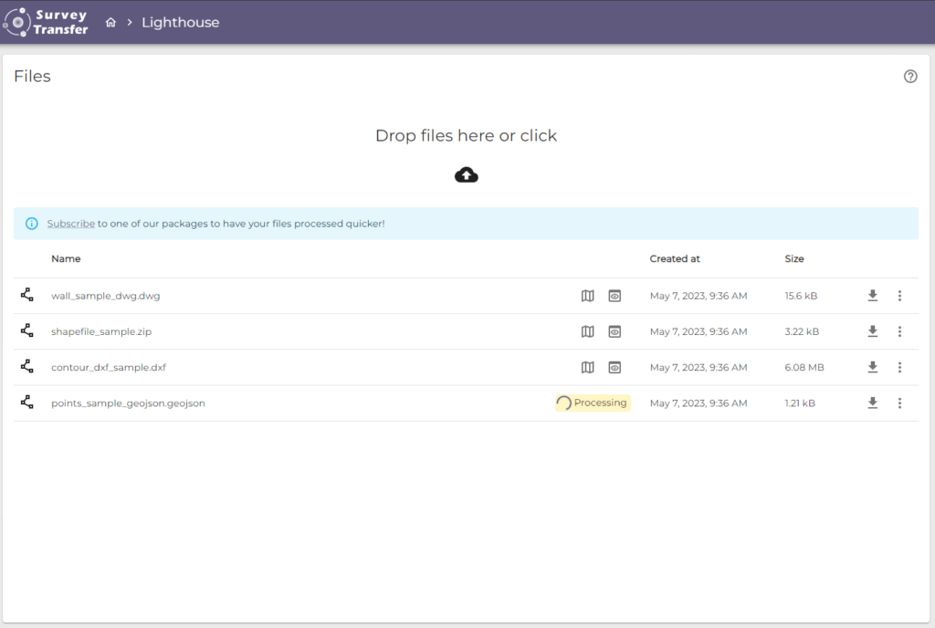 shapefiles, DXF, DWG and GeoJSON