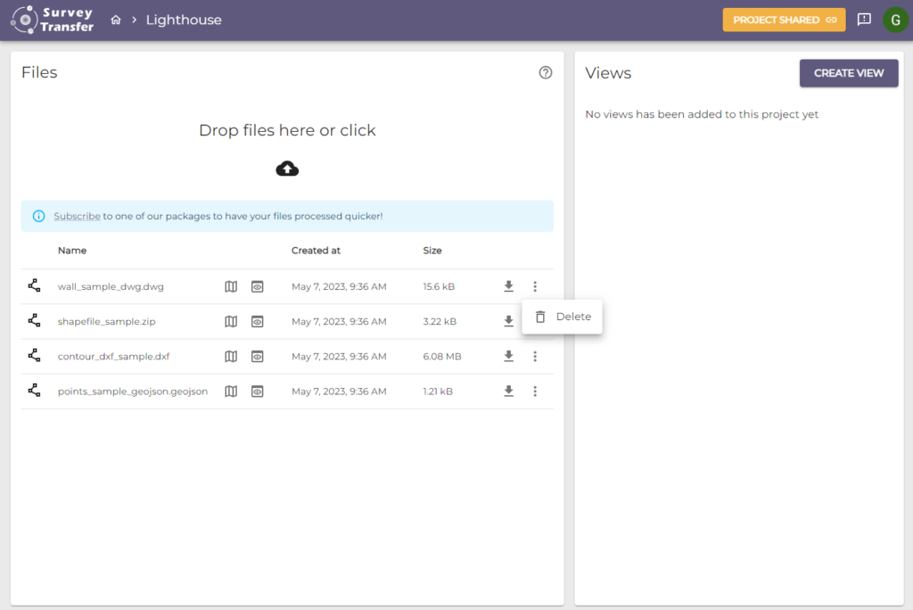 shapefiles, DXF, DWG and GeoJSON
