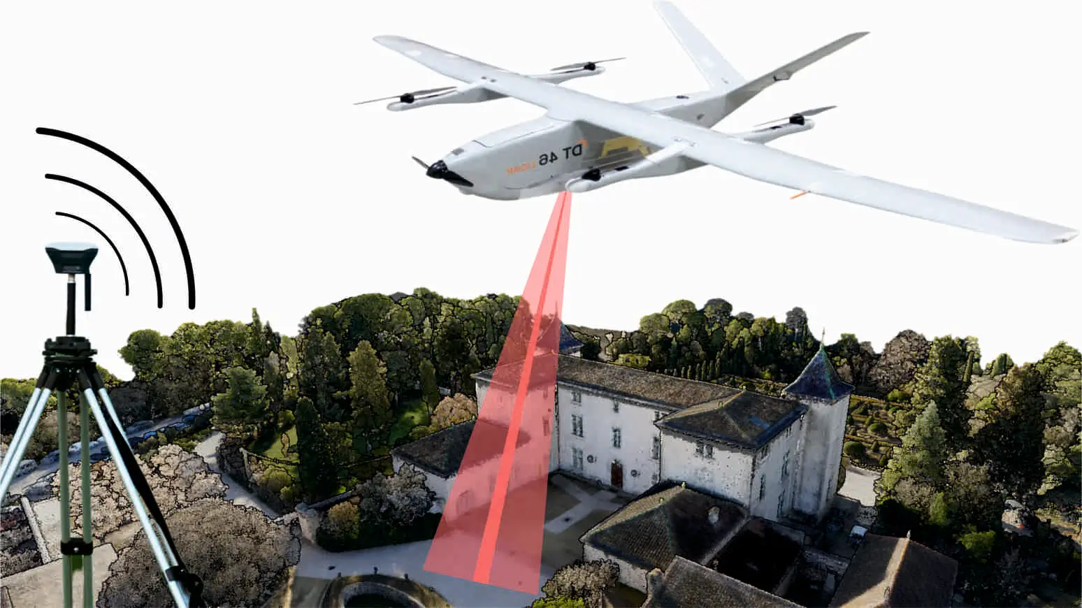 Visual representation of how LiDAR technology works with laser pulses
